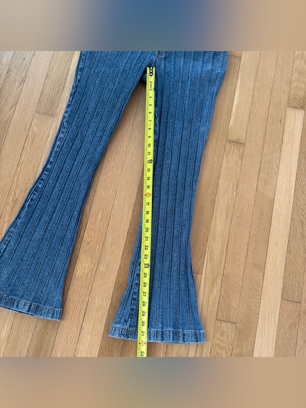 Too Hot Vintage 2000s Ribbed Flare Jeans Low Rise Size 11 12 Stretch Denim - Picture 11 of 14